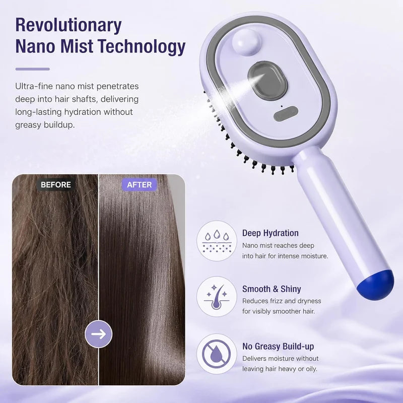 New Electric Steam Hair Brush - Rechargeable Detangling Comb
