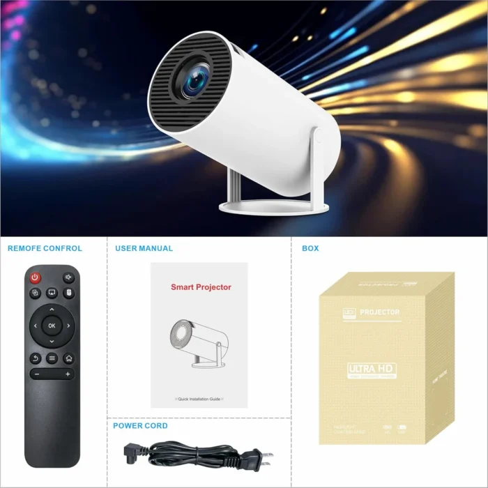 HD Projector,Portable Projector Support 4K, Bluetooth WiFi6,Smart Projector